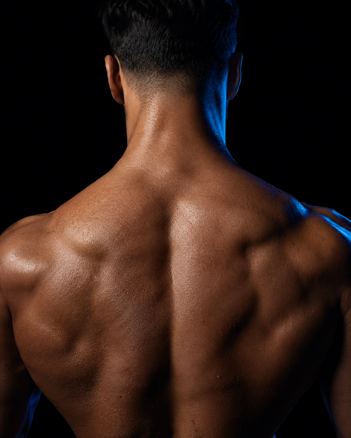 Close-up of a muscular upper back