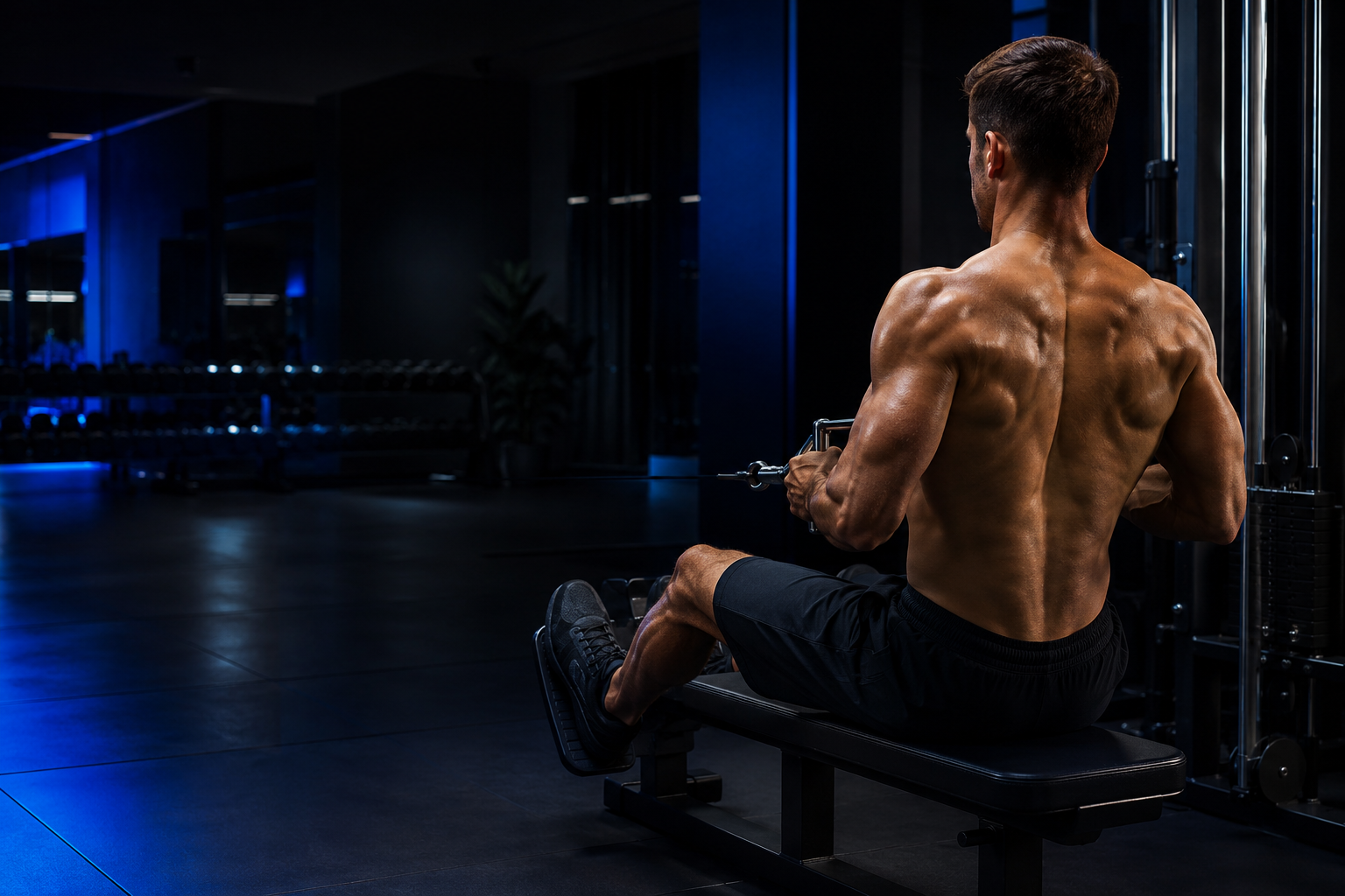 Athlete performing a seated row